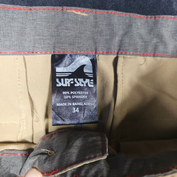 Surf Style Hybrid Shorts Mens 34 Chino Style Stretch Golf Surf Swim Tan - Picture 3 of 5